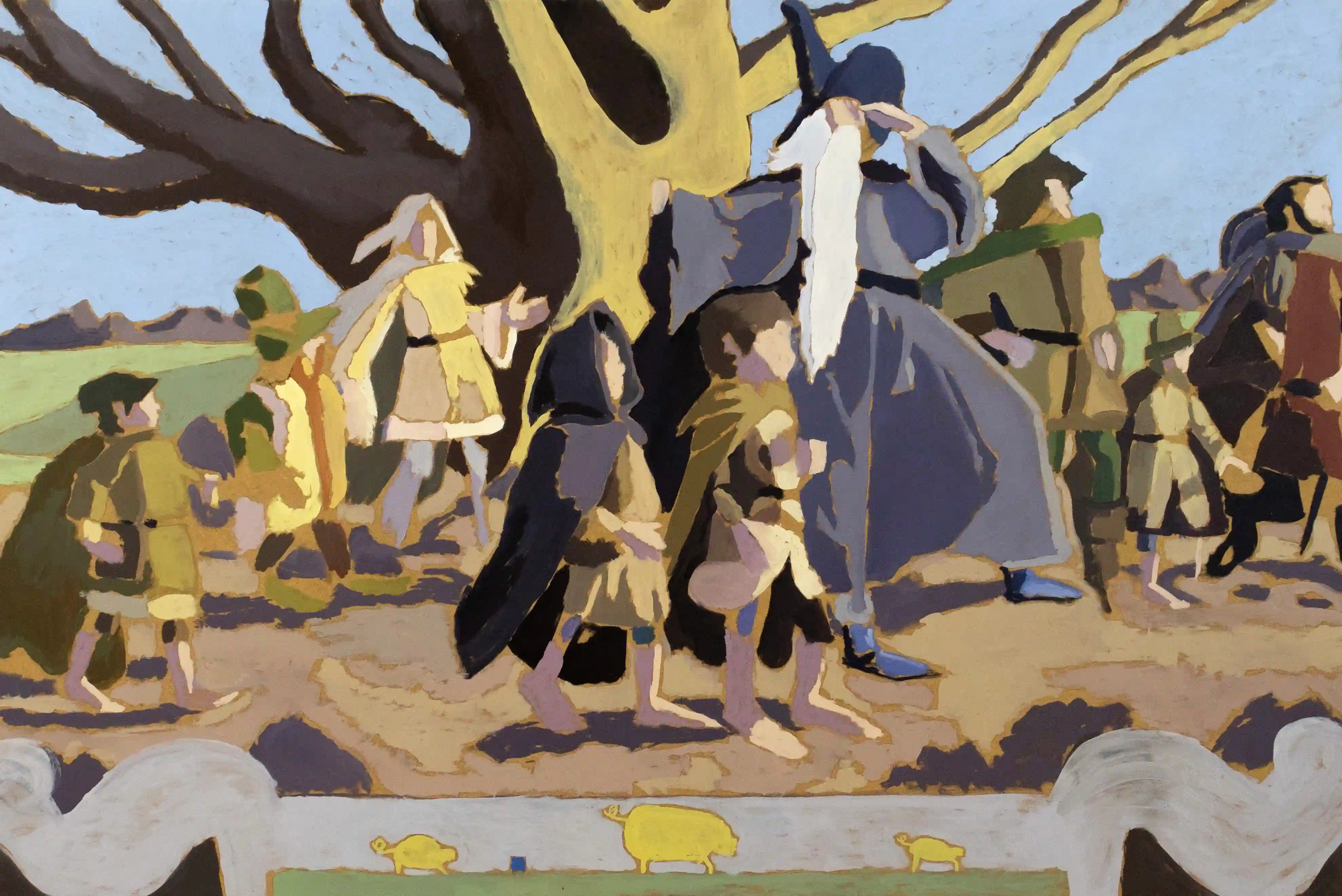 Three little yellow piglets (Fellowship) - Oliver Woodhouse